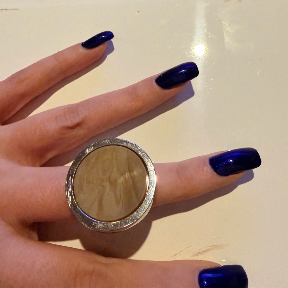 Michael Kors Silver and Beige Ring